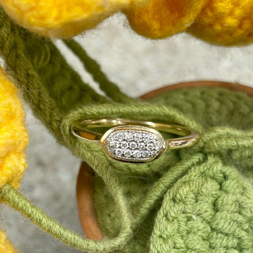 Kendra Scott ISA 14K Yellow Gold Pavé Diamond Ring 8